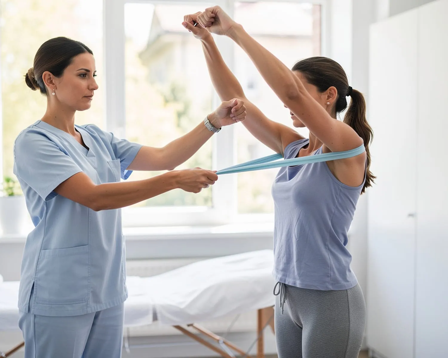 Passage des techniques manuelles aux exercices actifs au cabinet Lemoine à Caen